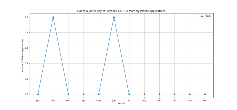 Gonzalo Javier Rey of Torrance CA (US) Monthly Patent Applications.png