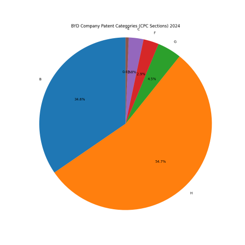 BYD Company Patent Categories 2024 - Up to June 2024