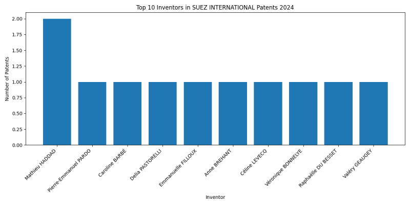 SUEZ INTERNATIONAL Top Inventors 2024 - Up to June 2024