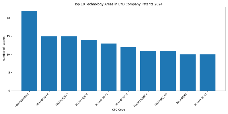 BYD Company Top Technology Areas 2024 - Up to June 2024