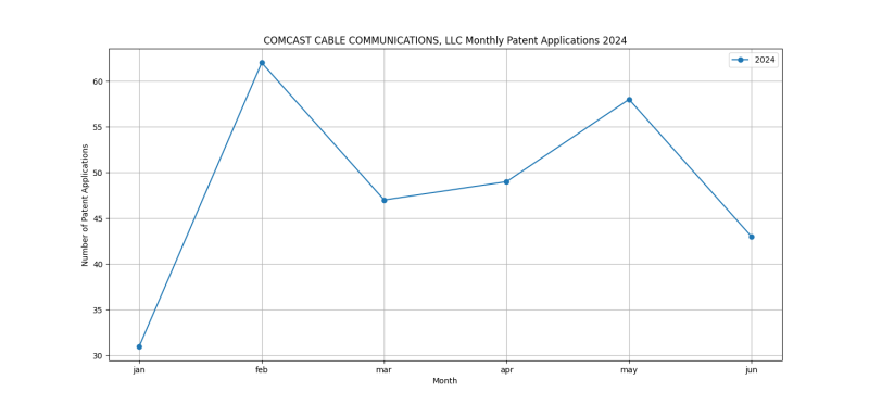 COMCAST CABLE COMMUNICATIONS, LLC Monthly Patent Applications 2024 - Up to June 2024.png