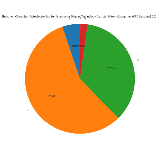 Shenzhen China Star Optoelectronics Semiconductor Display Technology Co., Ltd. Patent Categories 2024 - Up to June 2024